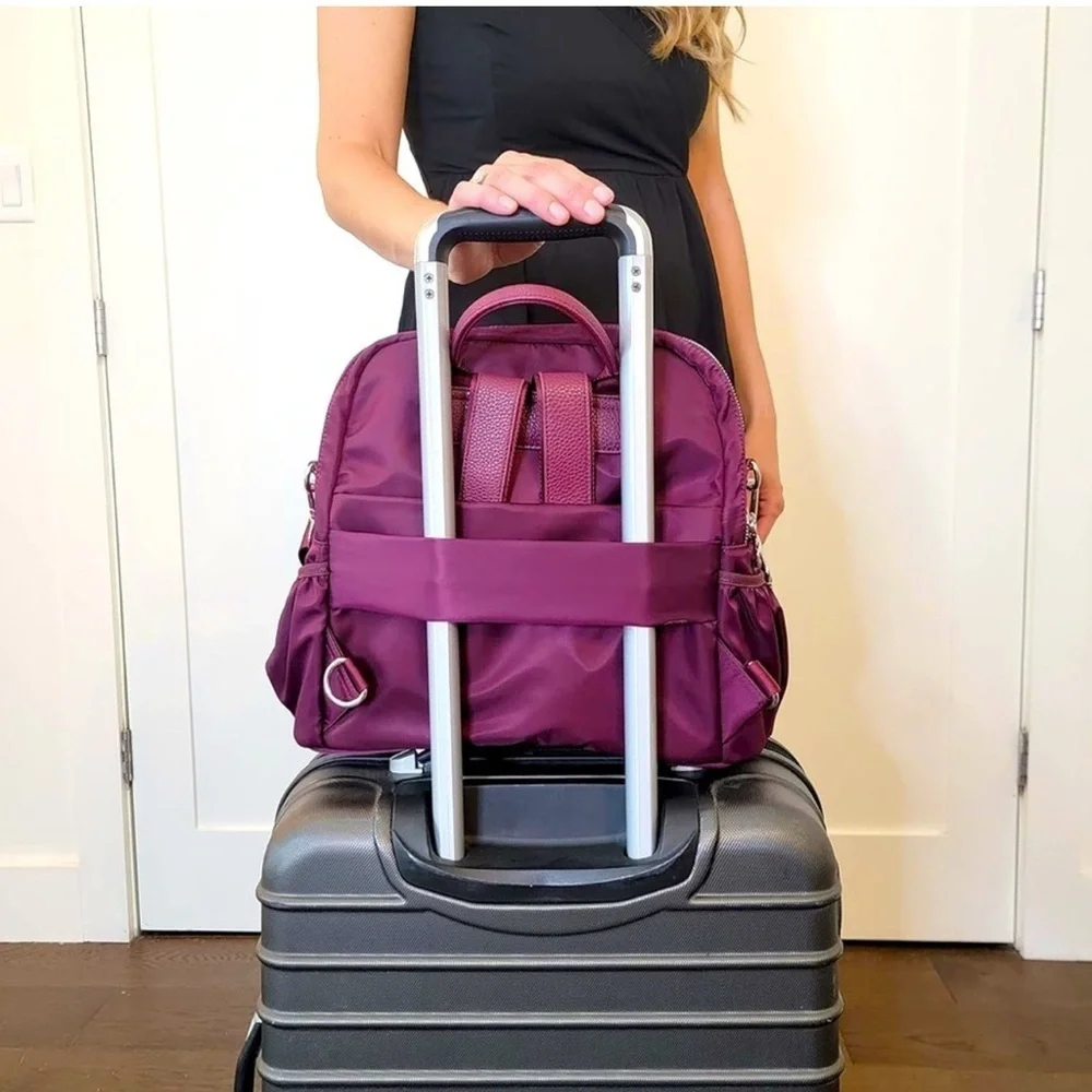Purple Geometric Backpack with V-Panel Design